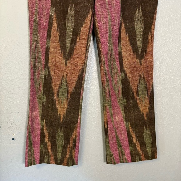 Angelo Mozzillo Women’s Pink Brown Abstract Printed Bootcut Boho Trousers - Picture 7 of 11